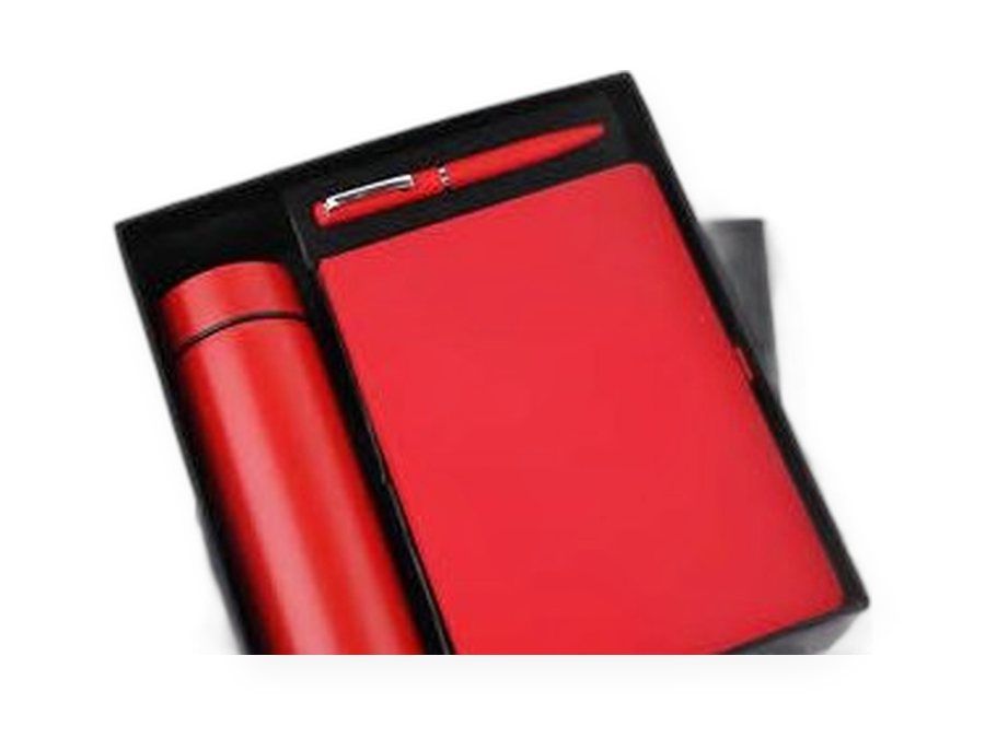 Bottle, Diary & Pen in Red, Blue, Black, White, corporate gift set customisable with your logo