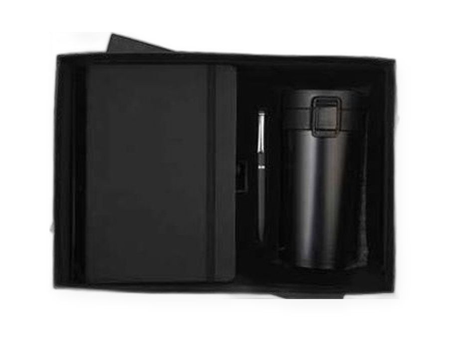 Tumbler, Diary & Pen in Blue, Black, White, Leather black, Navy, corporate gift set customisable with your logo