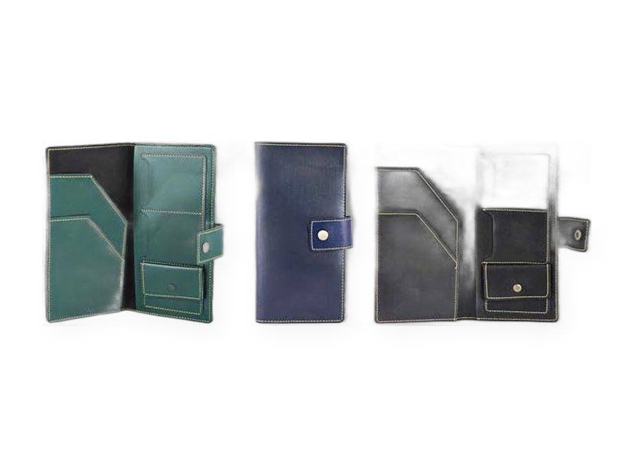 Small Accessories collection: Leather Passport Cover in Green, Navy, Black, branded accessory customisable with your logo