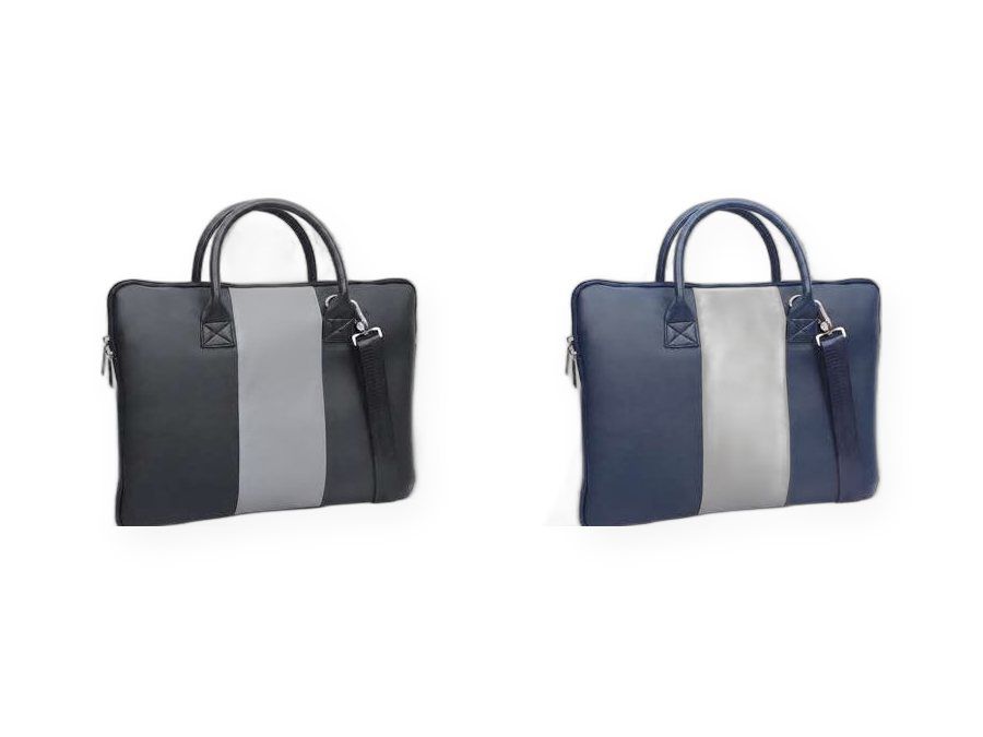 Stripe Laptop Bag in Black, Navy, Brown, branded bag customisable with your logo