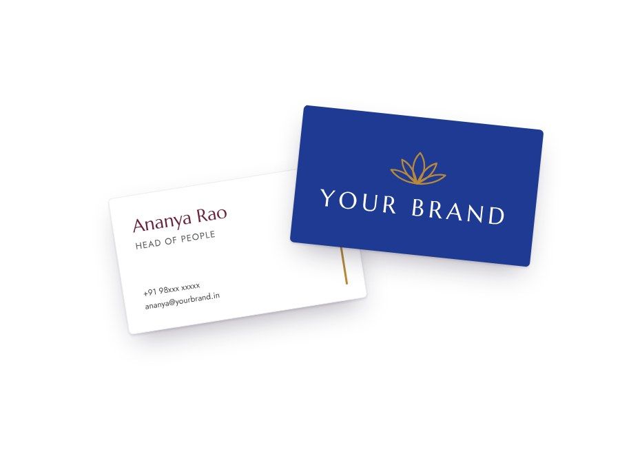 Custom business cards in royal blue and white with your brand logo (design mockup)